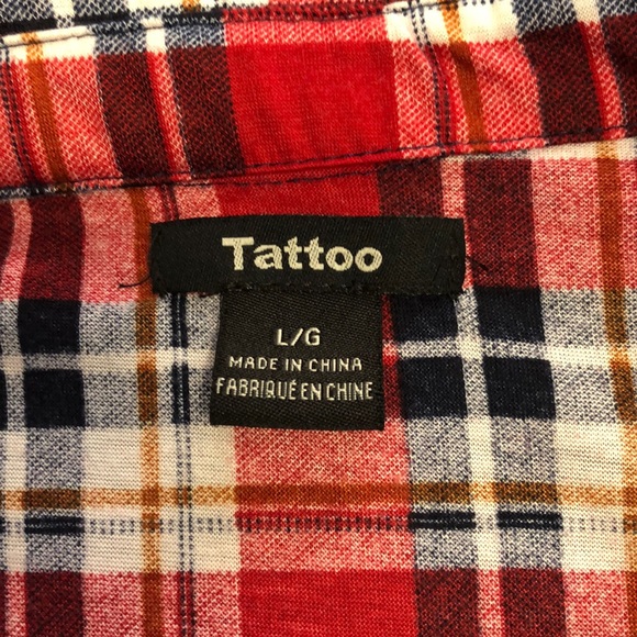 Size Large Red Plaid button down shirt - Picture 2 of 5